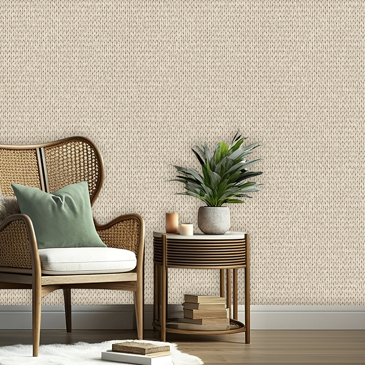 Wicker Weave Natural by Veer Decor Textured Vinyl Wallpaper – Veer Decor VRBR07-487