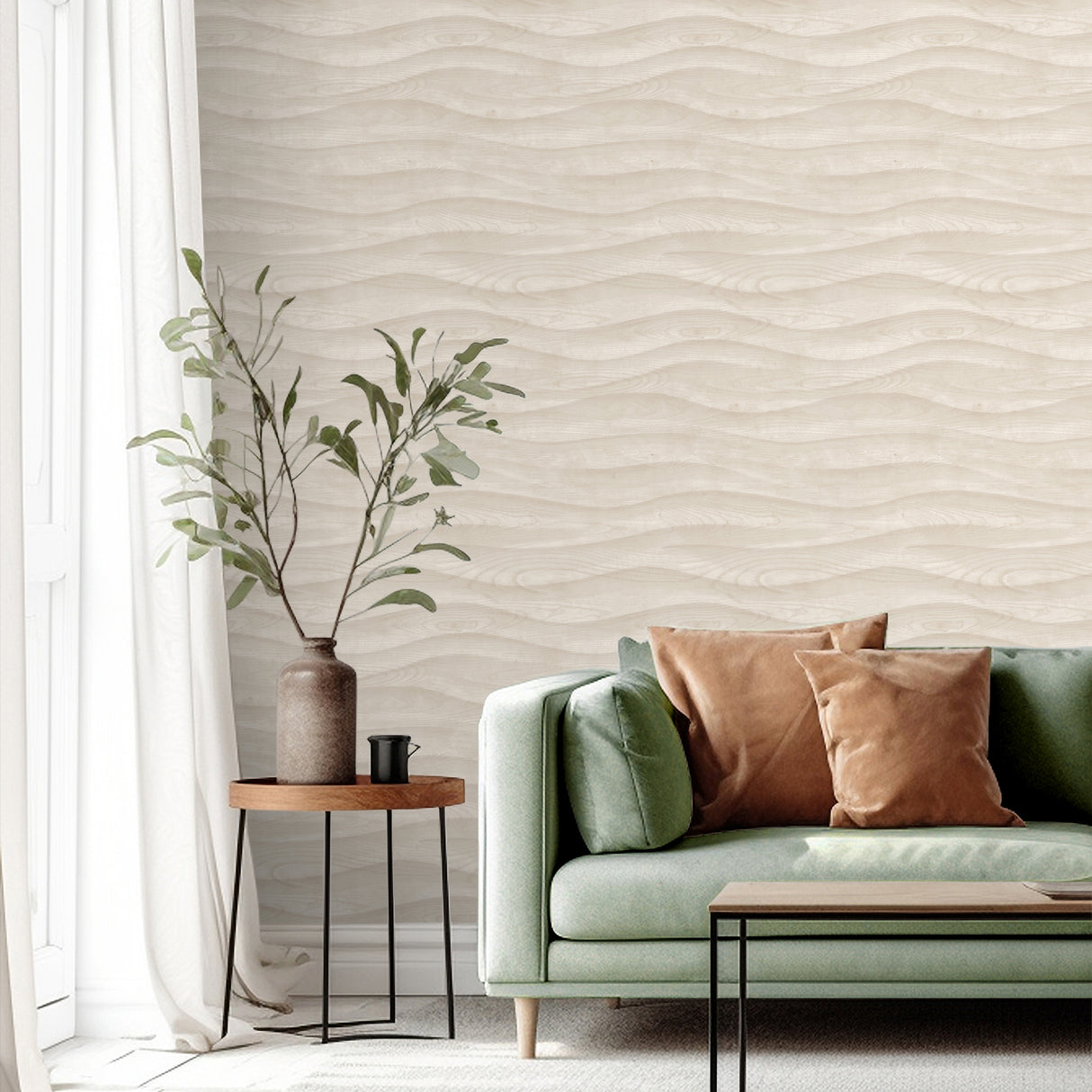Natural Drift Wavy Wood Structure Cream by Veer Decor Abstract Wallpaper – Veer Decor VRBR07-557