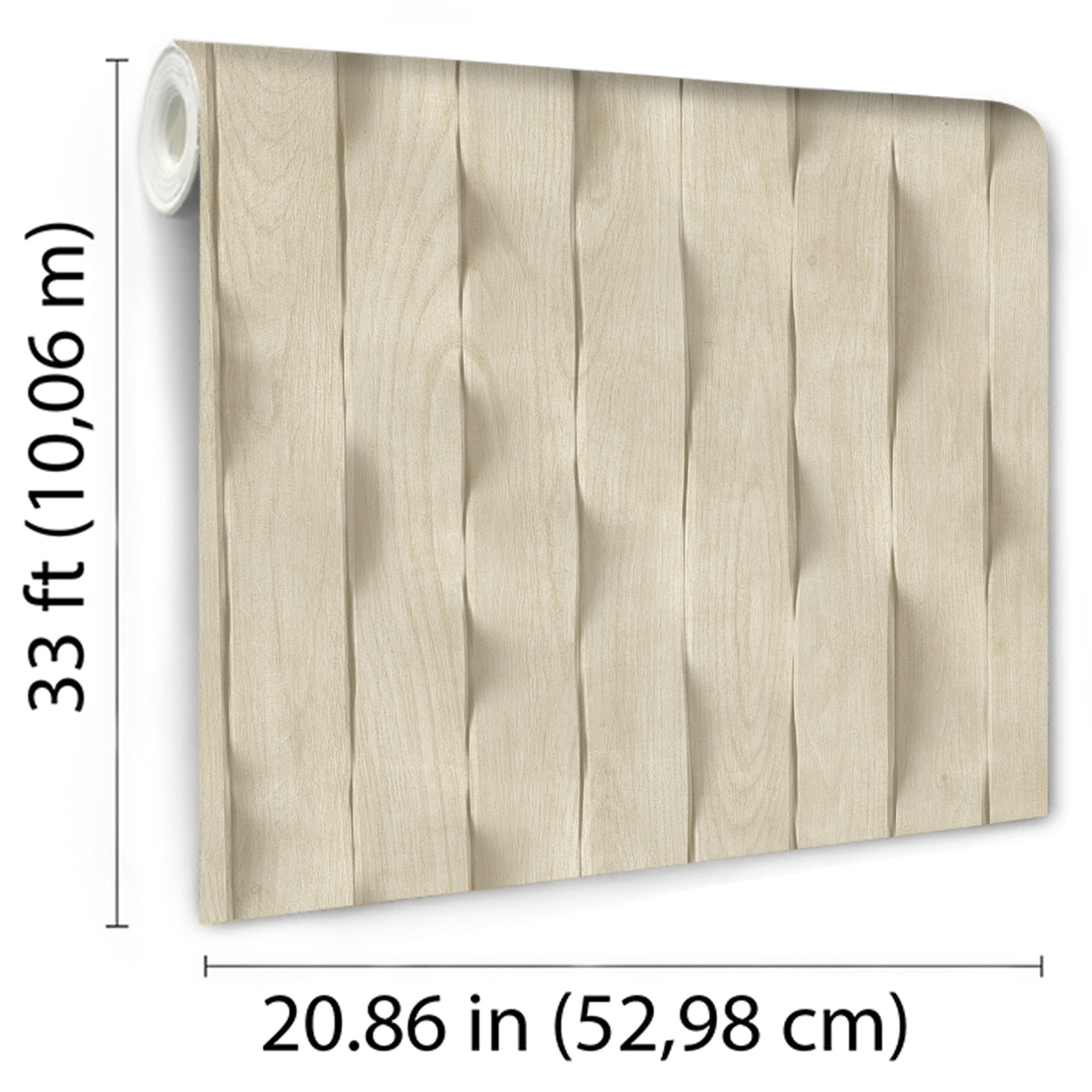 Wavy Wood Slats Ecru Light Natural Wood by Veer Wallpaper – VRBR07-657
