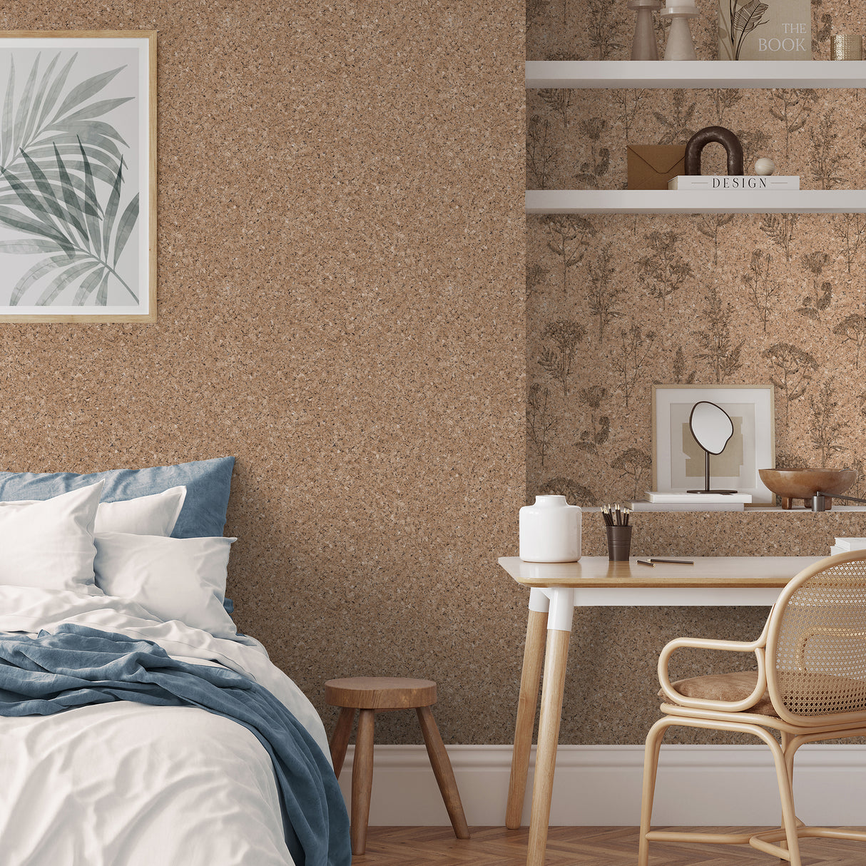 Herbarium Hues Natural Brown by Veer Decor Herbs and Grass Cork Texture Wallpaper – VRBR08-387