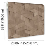 Woodblock Geometric Illusion Taupe by Veer Decor Geometric Wallpaper – VRBR08-447