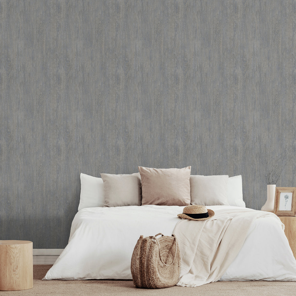Soft Grain Wood Texture Blue Gray by Veer Decor Textured Vinyl Wallpaper – Veer Decor VRBR09-467