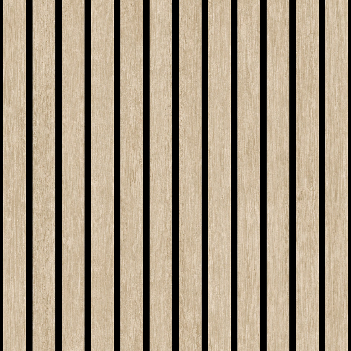 Modern Wood Slate Beige textured vinyl wallpaper roll with vertical wood slat design, 20.86 in x 33 ft