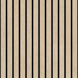 Modern Wood Slate Beige textured vinyl wallpaper roll with vertical wood slat design, 20.86 in x 33 ft