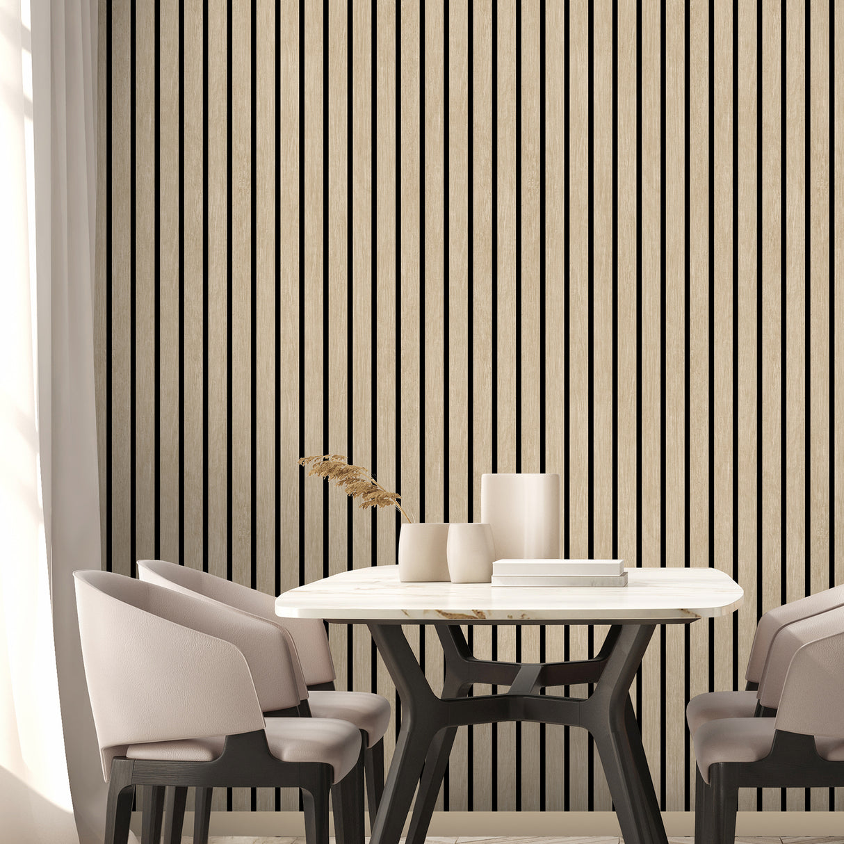 Modern Wood Slate Beige by  Textured Vinyl Wallpaper – Veer Decor VRBR17-208