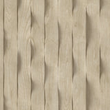 Wavy Wood Slats Natural Beige Cream textured faux wood wallpaper roll by Veer Decor