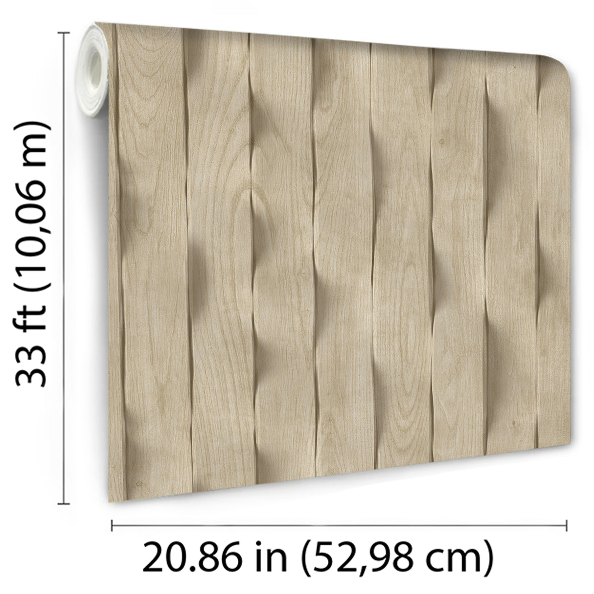 Wavy Wood Slats Natural Beige Cream by Veer Decor Textured Faux Wood Wallpaper – VRBR17-657