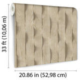 Wavy Wood Slats Natural Beige Cream by Veer Decor Textured Faux Wood Wallpaper – VRBR17-657