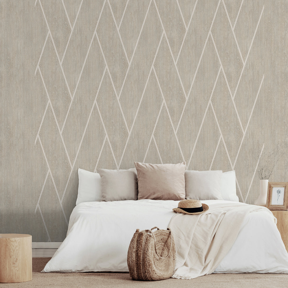 Wood Texture Chevron Beige by Veer Decor Patterned Textured Wallpaper – VRBR17-757