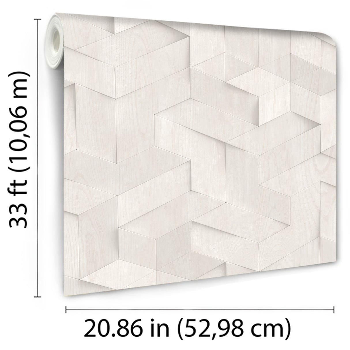 Woodblock Geometric Illusion Light Gray Off White by Veer Decor Non-Woven Unpasted Wallpaper – Veer Decor VRBR19-447
