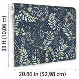 Olivia Botanical Navy Blue by Veer Decor Floral Wallpaper – Veer Decor VRBT01-586