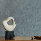 Luminous Leaf Collage Turquoise on Foil with Ultra Fine Emboss Wallpaper – Veer Decor VRBT01-896