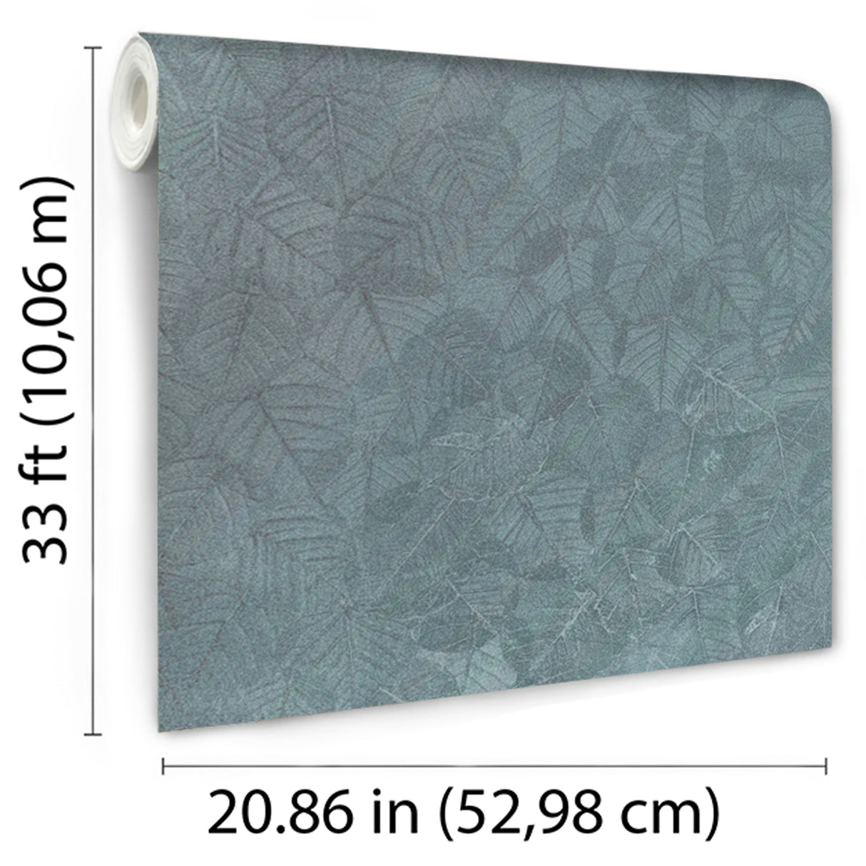 Luminous Leaf Collage Turquoise on Foil with Ultra Fine Emboss Wallpaper – Veer Decor VRBT01-896