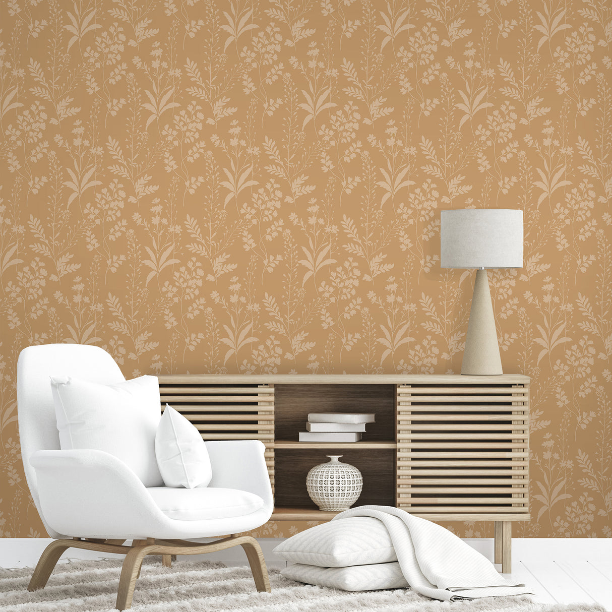 Wildflower Silhouettes Yellow by Veer Decor Floral Wallpaper – Veer Decor VRBT02-825