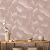 Graphic Leaves Blush by Veer Decor Foil Accents Non-Woven Unpasted Wallpaper – VRBT03-212