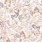 Olivia Botanical Pink floral wallpaper roll and room scene by Veer Decor, 20.86 in x 33 ft