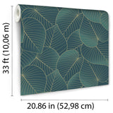 Graphic Leaves Dark Green with Foil Accents by Veer Decor Nature Wallpaper – Veer Decor VRBT04-212