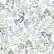 Olivia Botanical Green floral wallpaper roll showing watercolor leaves and berries pattern