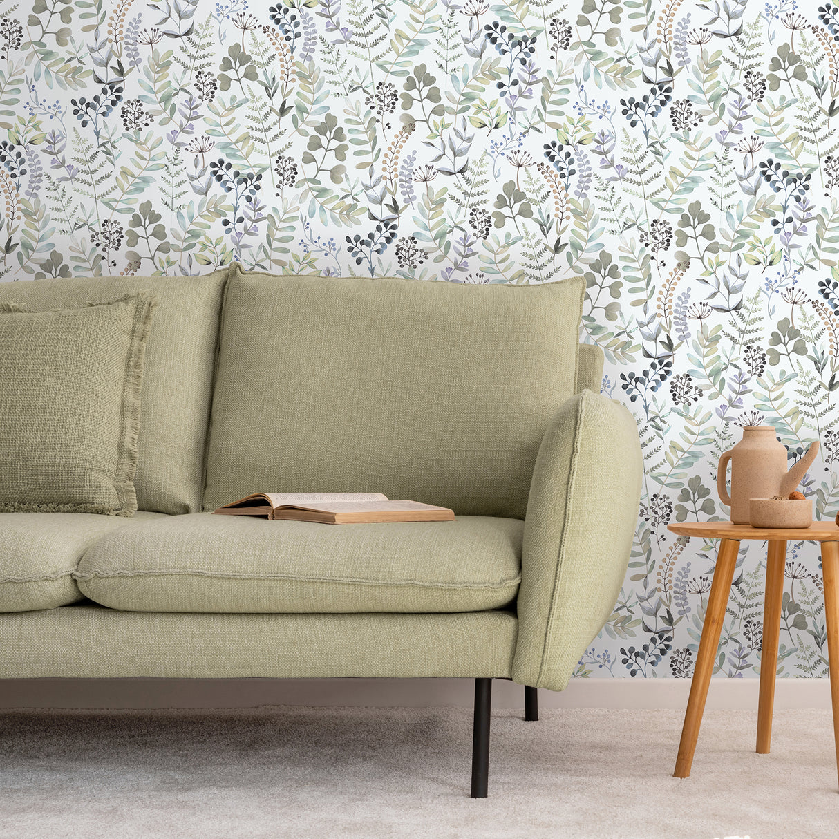 Olivia Botanical Green by Veer Decor Floral Wallpaper – Veer Decor VRBT04-586