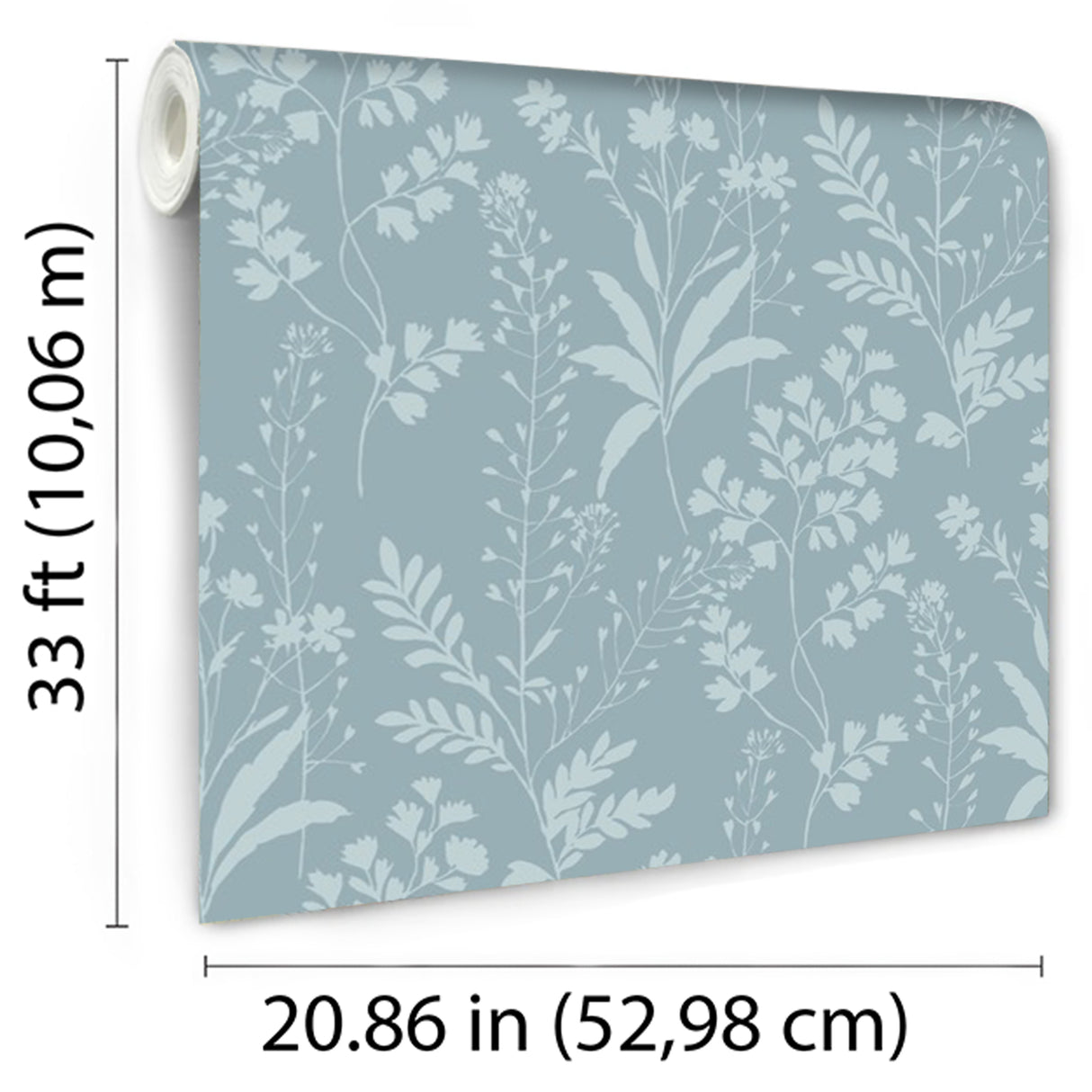 Wildflower Silhouettes Turquoise Blue by Veer Decor Floral Wallpaper – Veer Decor VRBT04-825