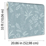 Wildflower Silhouettes Turquoise Blue by Veer Decor Floral Wallpaper – Veer Decor VRBT04-825