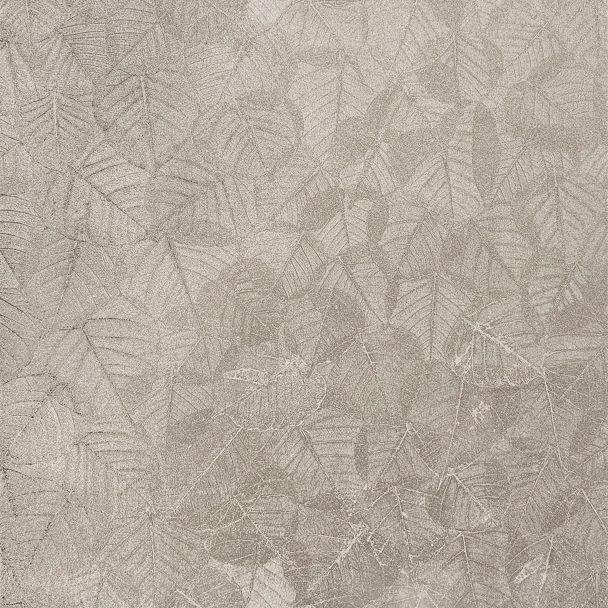 Luminous Leaf Collage Silver Beige embossed foil botanical wallpaper roll VRBT07-896