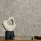 Luminous Leaf Collage Silver Beige by Veer Decor Ultra Fine Emboss Wallpaper – Veer Decor VRBT07-896