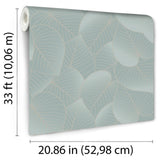 Graphic Leaves Light Green with Foil Accents by Veer Decor Non-Woven Unpasted Wallpaper – Veer Decor VRBT14-212