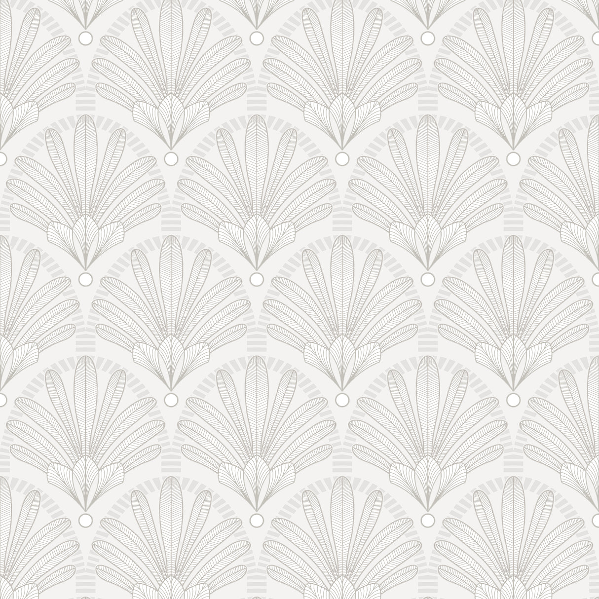Art Deco White fan motif geometric non-woven wallpaper roll VREL00-335