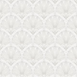 Art Deco White fan motif geometric non-woven wallpaper roll VREL00-335