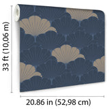 Giant Art Deco Gingko Leaf Blue by Veer Decor Floral Wallpaper – Veer Decor VREL01-046