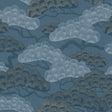 Bonsai Grove Blue textured metallic wallpaper roll and pattern detail