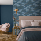Bonsai Grove Blue by Veer Decor Textured Metallic Non-Woven Unpasted Wallpaper – Veer Decor VREL01-446