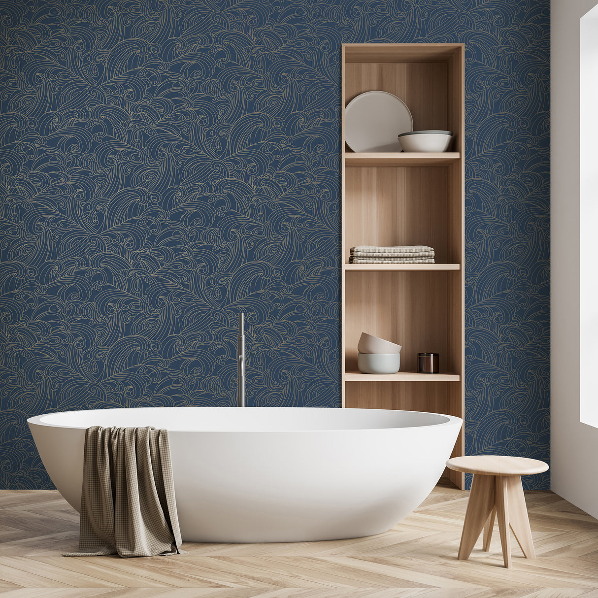 Big Wave Blue by Veer Wallpaper – Veer Decor VREL01-926