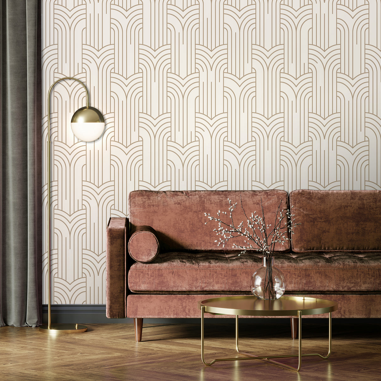 Arch Deco White and Gold by Veer Decor Geometric Wallpaper – Veer Decor VREL02-124