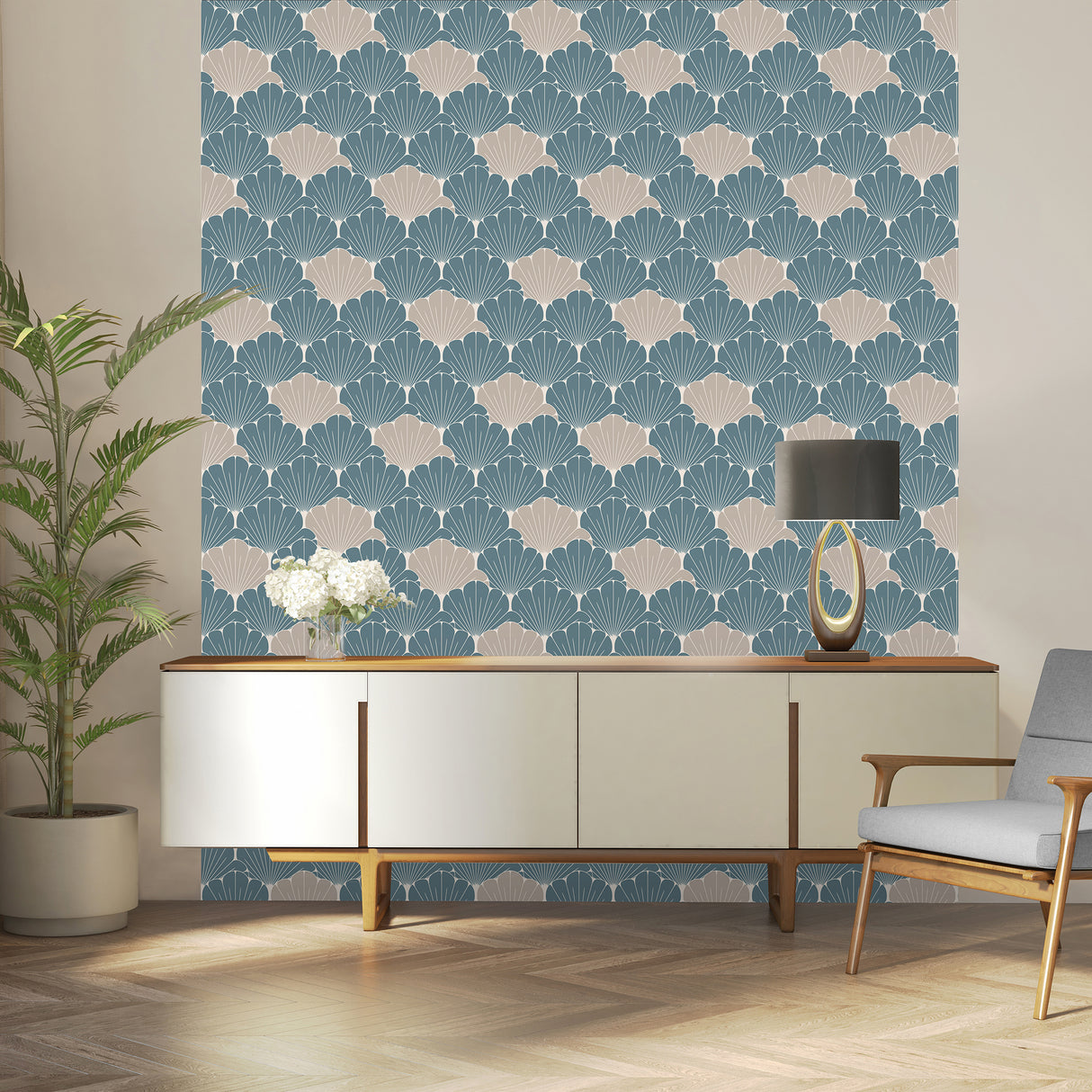Giant Art Deco Gingko Leaf Green by Veer Decor Non-Woven Unpasted Wallpaper – Veer Decor VREL04-046