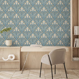 Victorian Bloom Green with Ochre Ground by Veer Decor Floral Wallpaper – Veer Decor VREL04-166