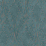 Art Deco Fan green textured metallic geometric wallpaper roll VREL04-658