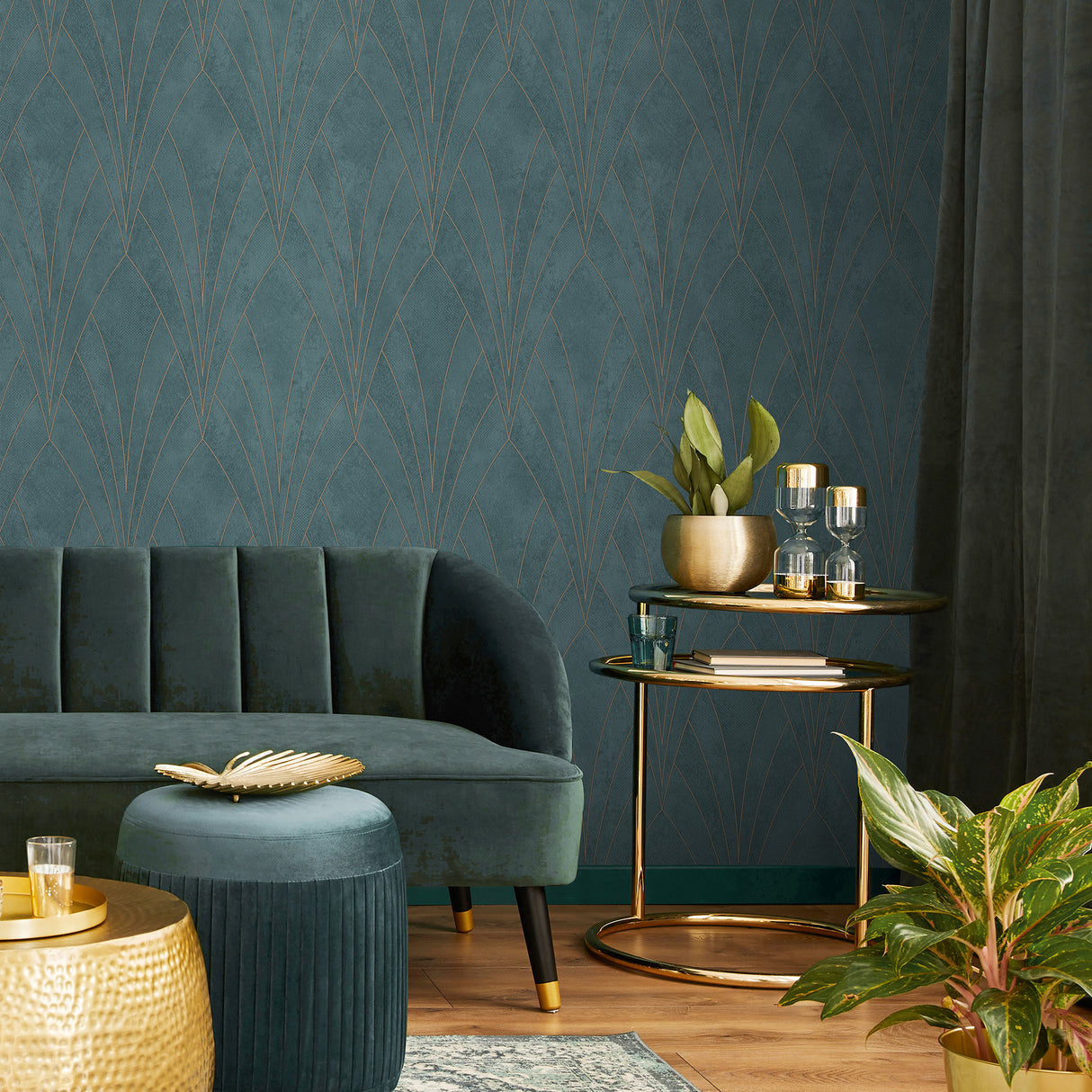 Art Deco Fan Green by Veer Texture Ground Wallpaper – Veer Decor VREL04-658
