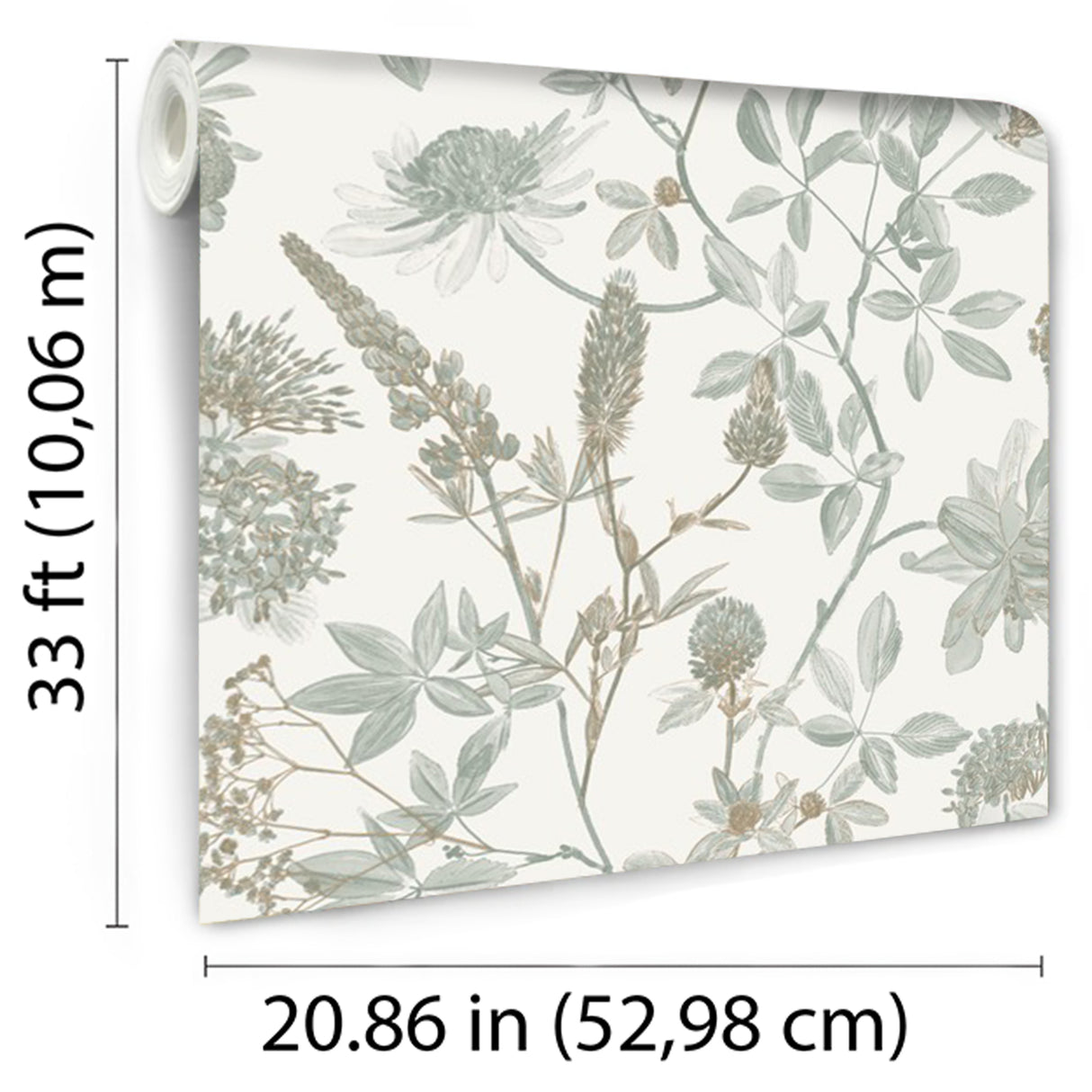 Botanical Blueprint Painterly Branches Green with Ecru Cream Ground Wallpaper – Veer Decor VREL04-854