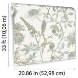 Botanical Blueprint Painterly Branches Green with Ecru Cream Ground Wallpaper – Veer Decor VREL04-854