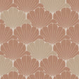 Giant Art Deco Gingko Leaf wallpaper in burnt orange and ochre with fan motif
