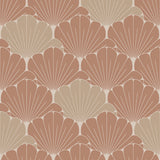 Giant Art Deco Gingko Leaf wallpaper in burnt orange and ochre with fan motif