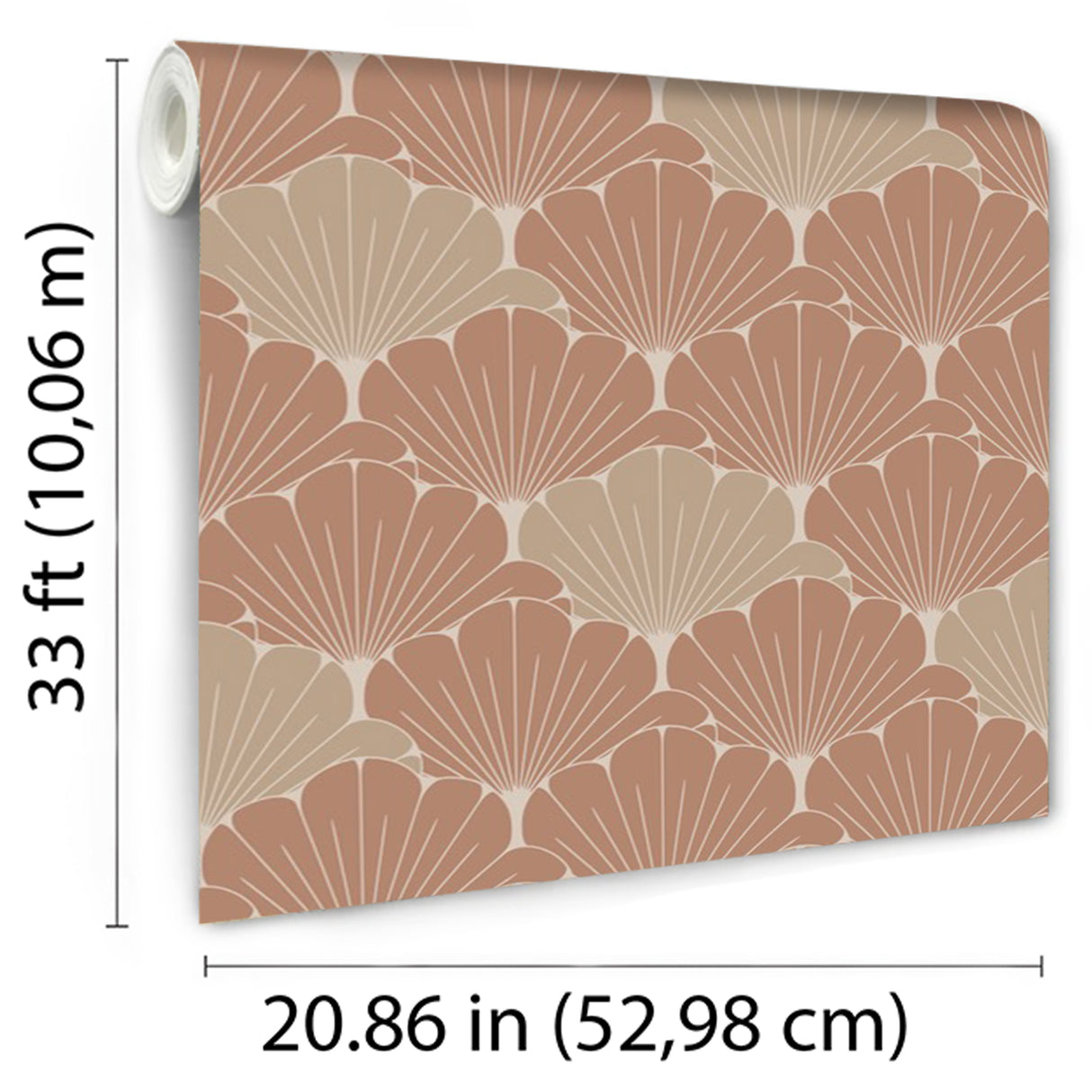 Giant Art Deco Gingko Leaf Burnt Orange Ochre by Veer Floral Wallpaper – Veer Decor VREL05-046