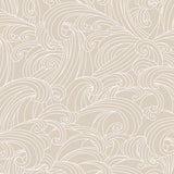 Big Wave Beige Cream wallpaper roll with flowing wave pattern, 20.86 in x 33 ft