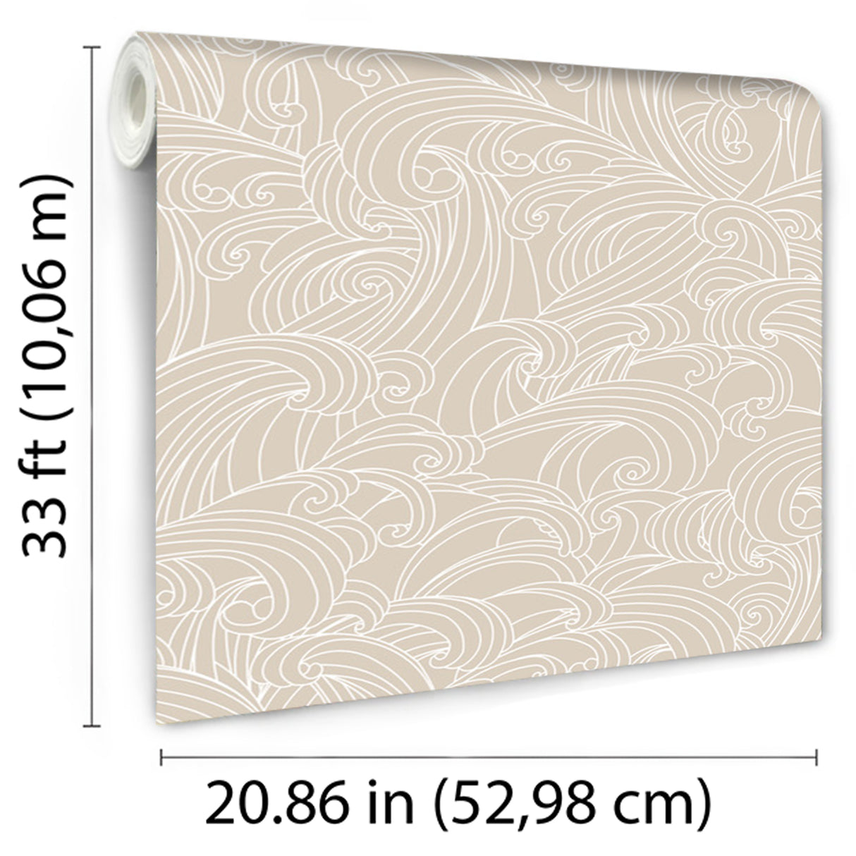 Big Wave Beige Cream by Veer Decor Patterns Wallpaper – Veer Decor VREL07-926