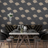 Giant Art Deco Gingko Leaf Black by Veer Decor Floral Wallpaper – Veer Decor VREL09-046