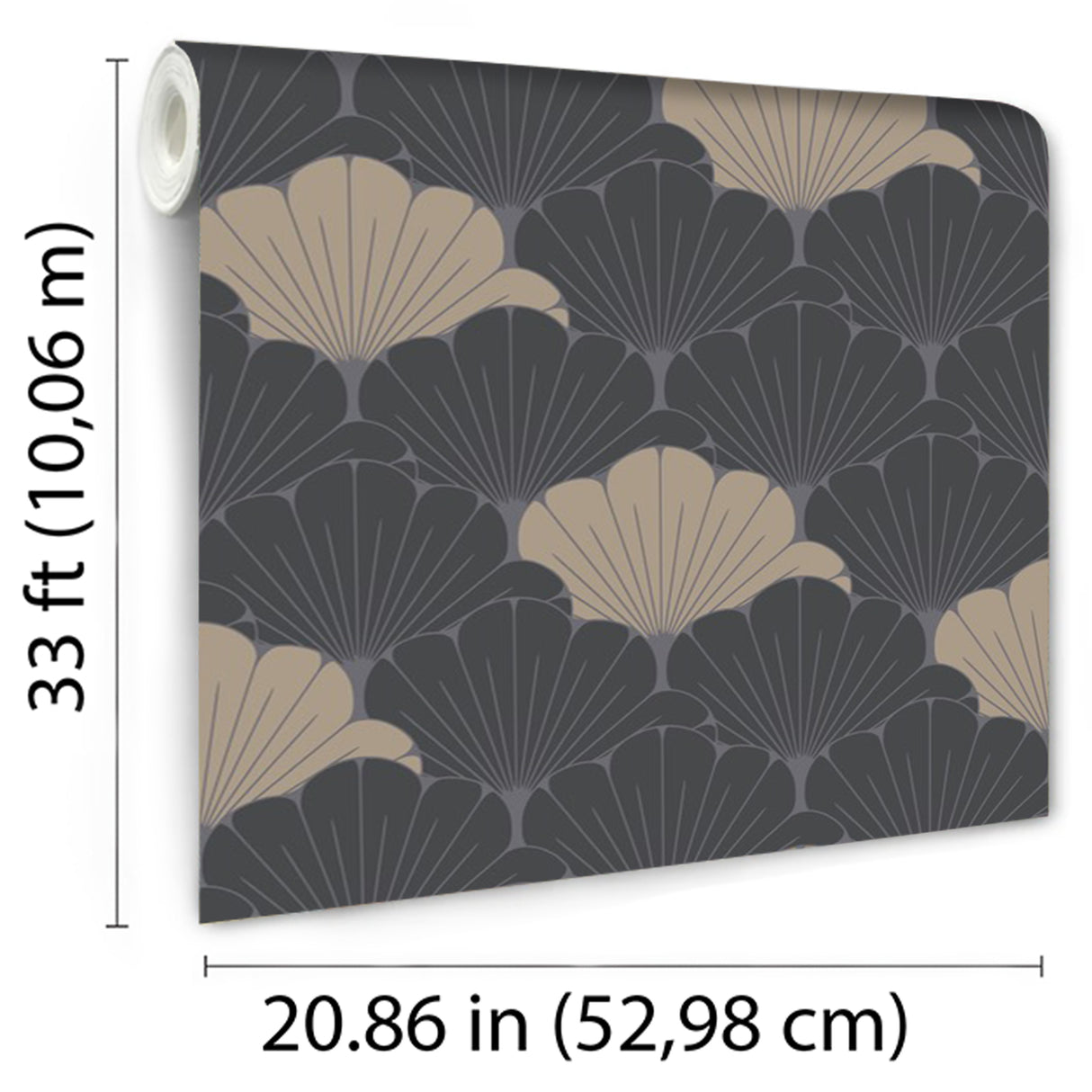 Giant Art Deco Gingko Leaf Black by Veer Decor Floral Wallpaper – Veer Decor VREL09-046