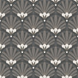 Art Deco black fan motif wallpaper roll with metallic accents