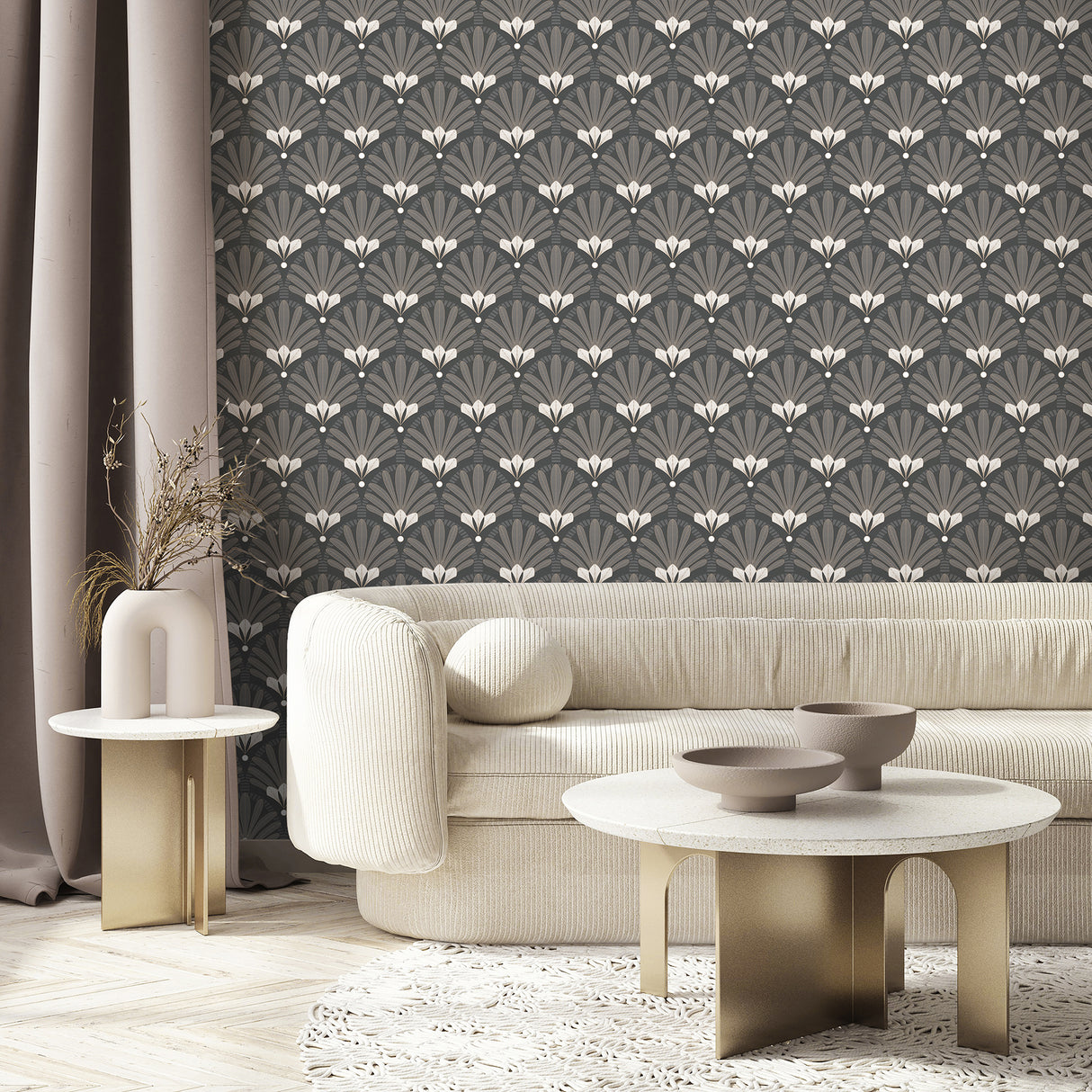 Art Deco Black by Elysian Fan Pattern Wallpaper – Veer Decor VREL09-335